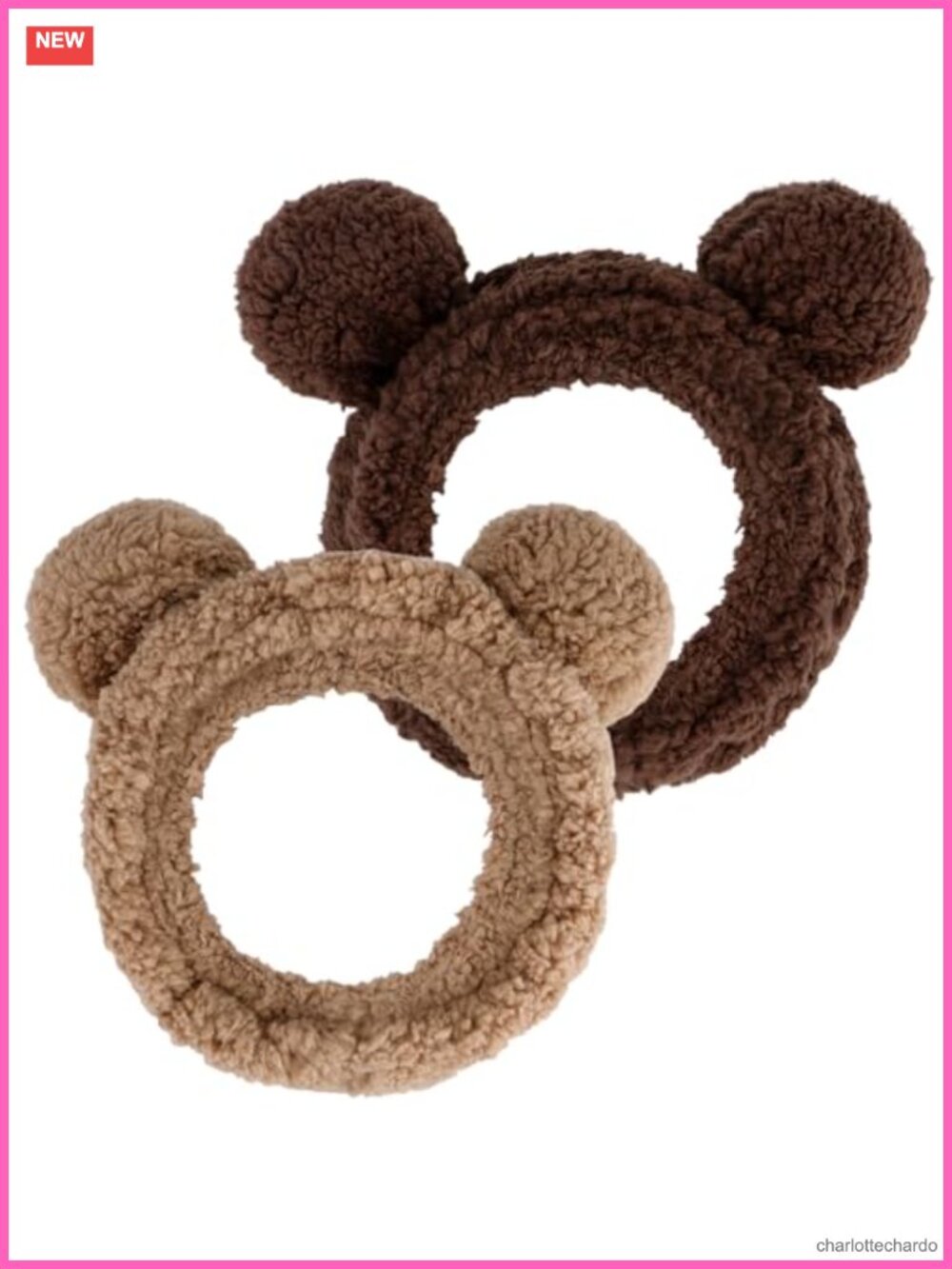 2pc Bear Ears Spa Headband Carol Fleece No Slip Hair Band for Face Wash Makeup